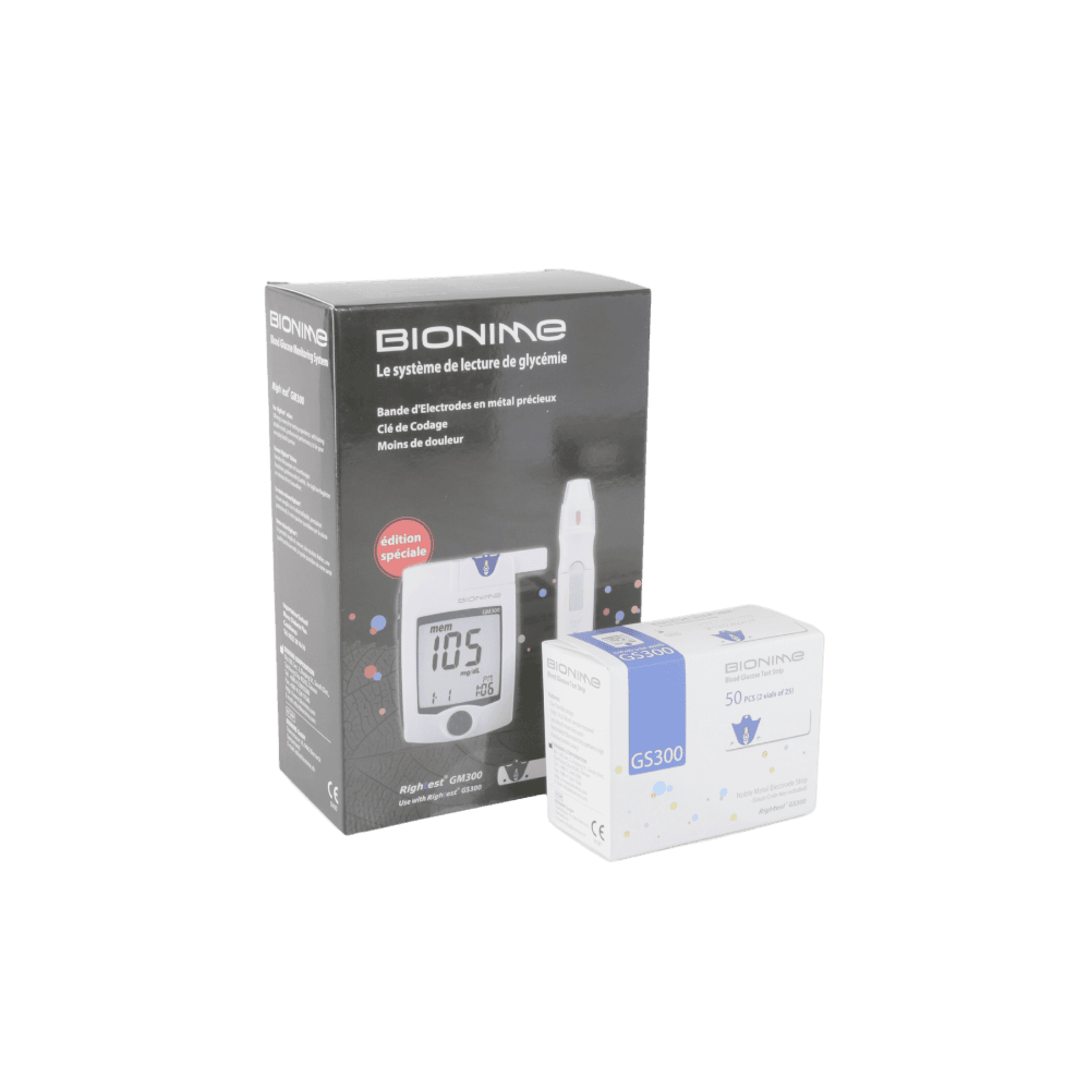 Lecteur de glycémie Bionime GM300 + Bandelettes GS300