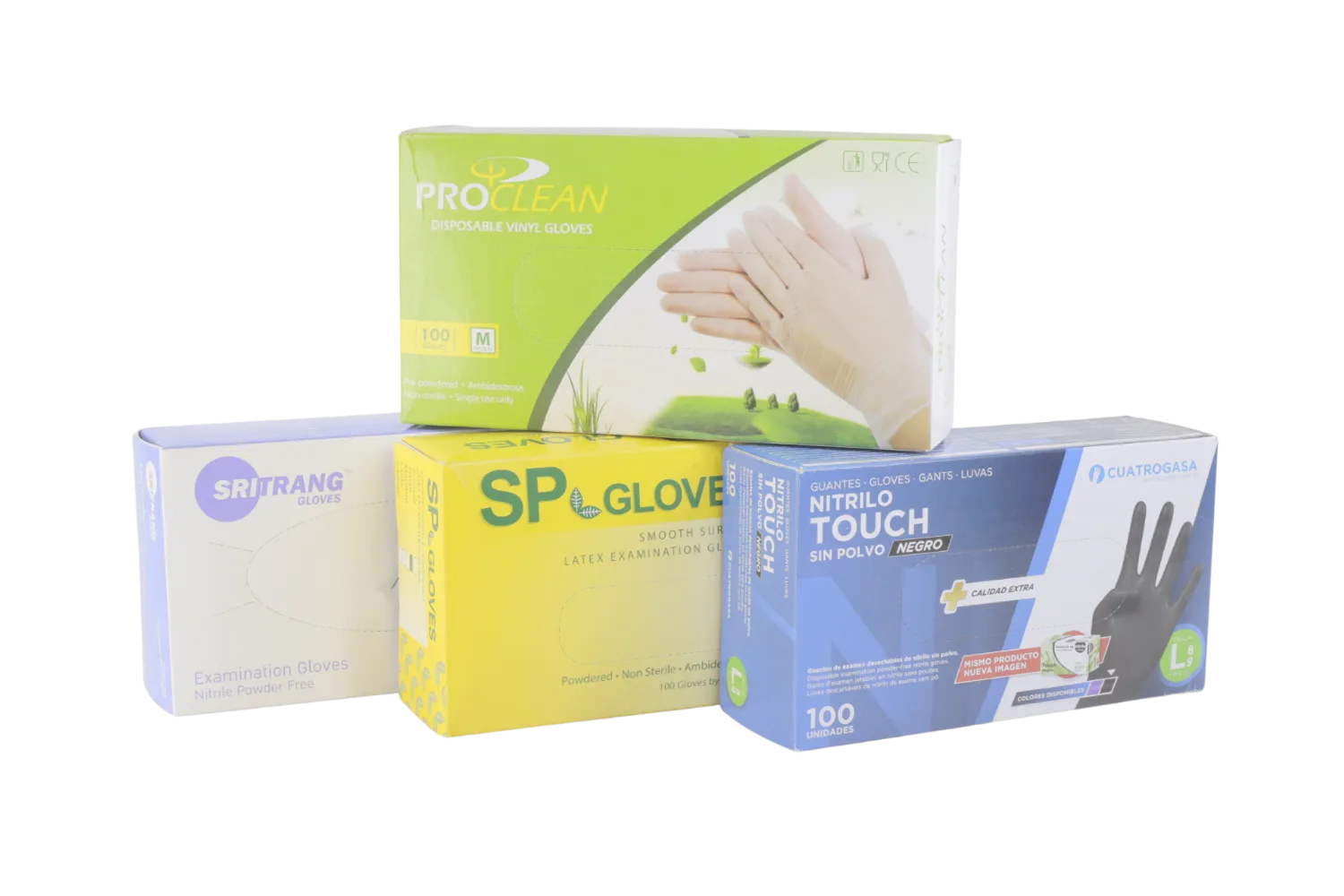 Gants d’examen à usage unique Nitrile, Latex et Vinyle