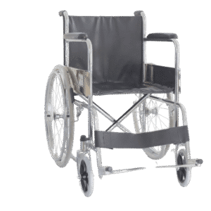 Fauteuil roulant manuel pliable en acier chromé