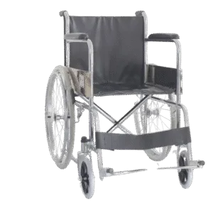 Fauteuil roulant manuel pliable en acier chromé